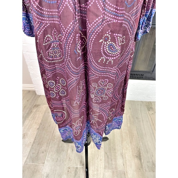 Vintage Indian 70s Mosaic Print Cotton Gauze Dress - Picture 5 of 13